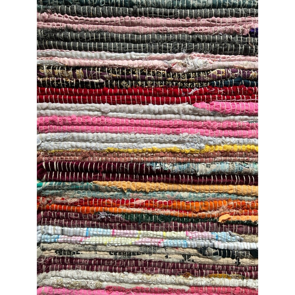 NWT Chindi Rag Rug 3'x5' Boho Farmhouse Rustic Area Accent Throw Rug Multicolor - Picture 3 of 11